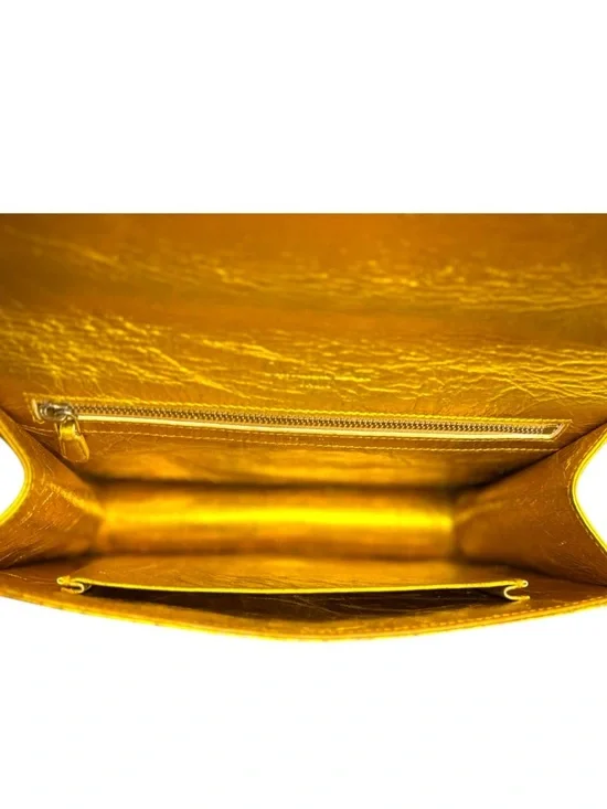 Christian Dior Diorama Flap Bag Metallic Gold Crinkled Lambskin + COA & Box - Picture 9 of 16